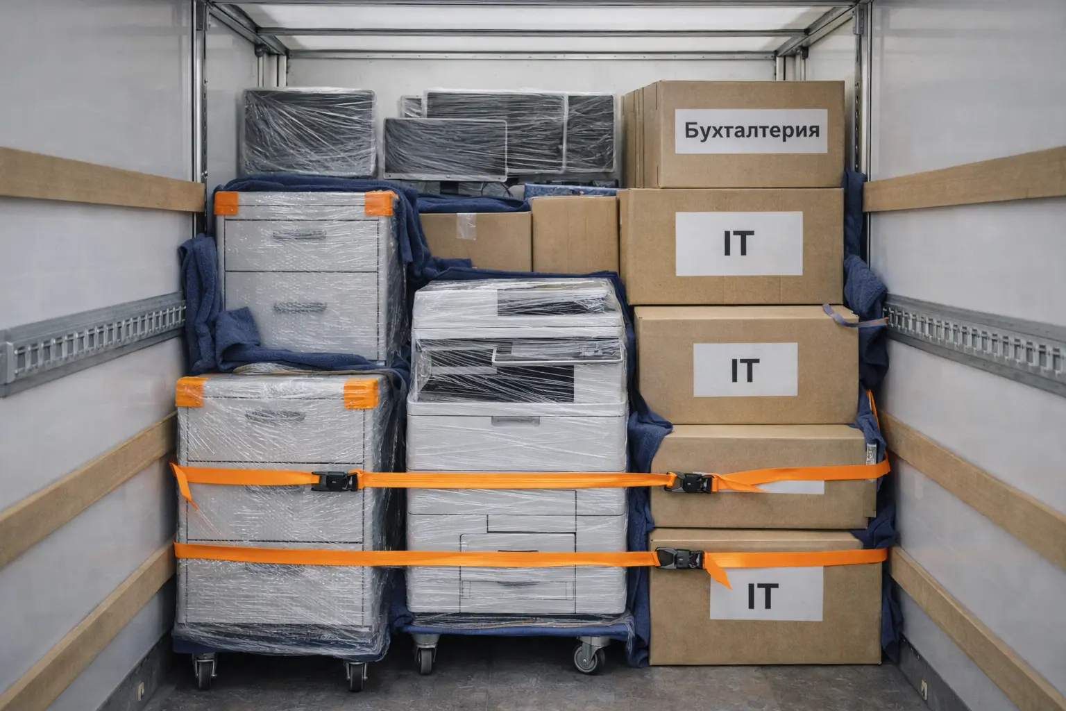 Перевозка офисного имущества на специализированном автомобиле