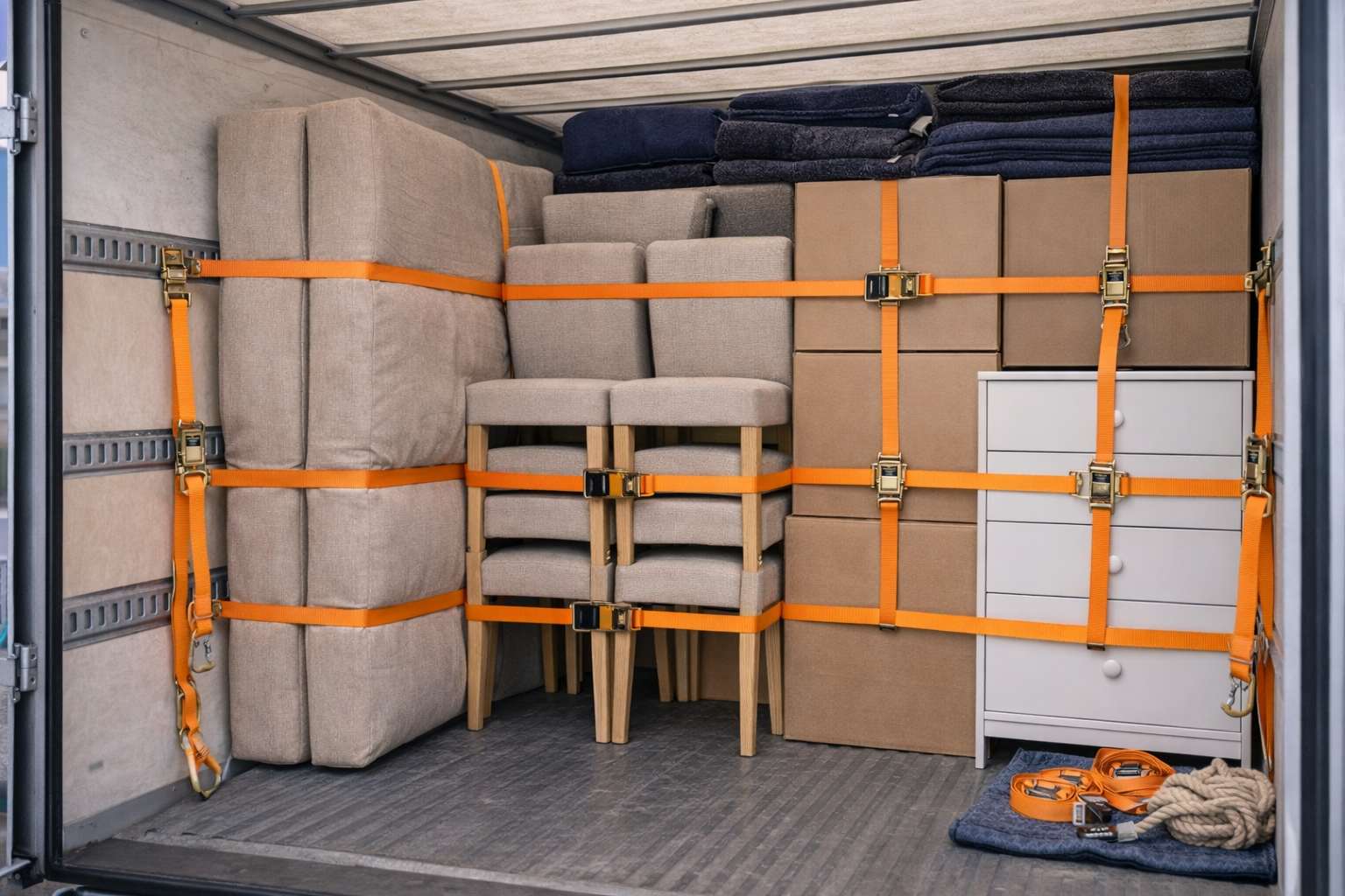 Кузов плотно загружен мебелью