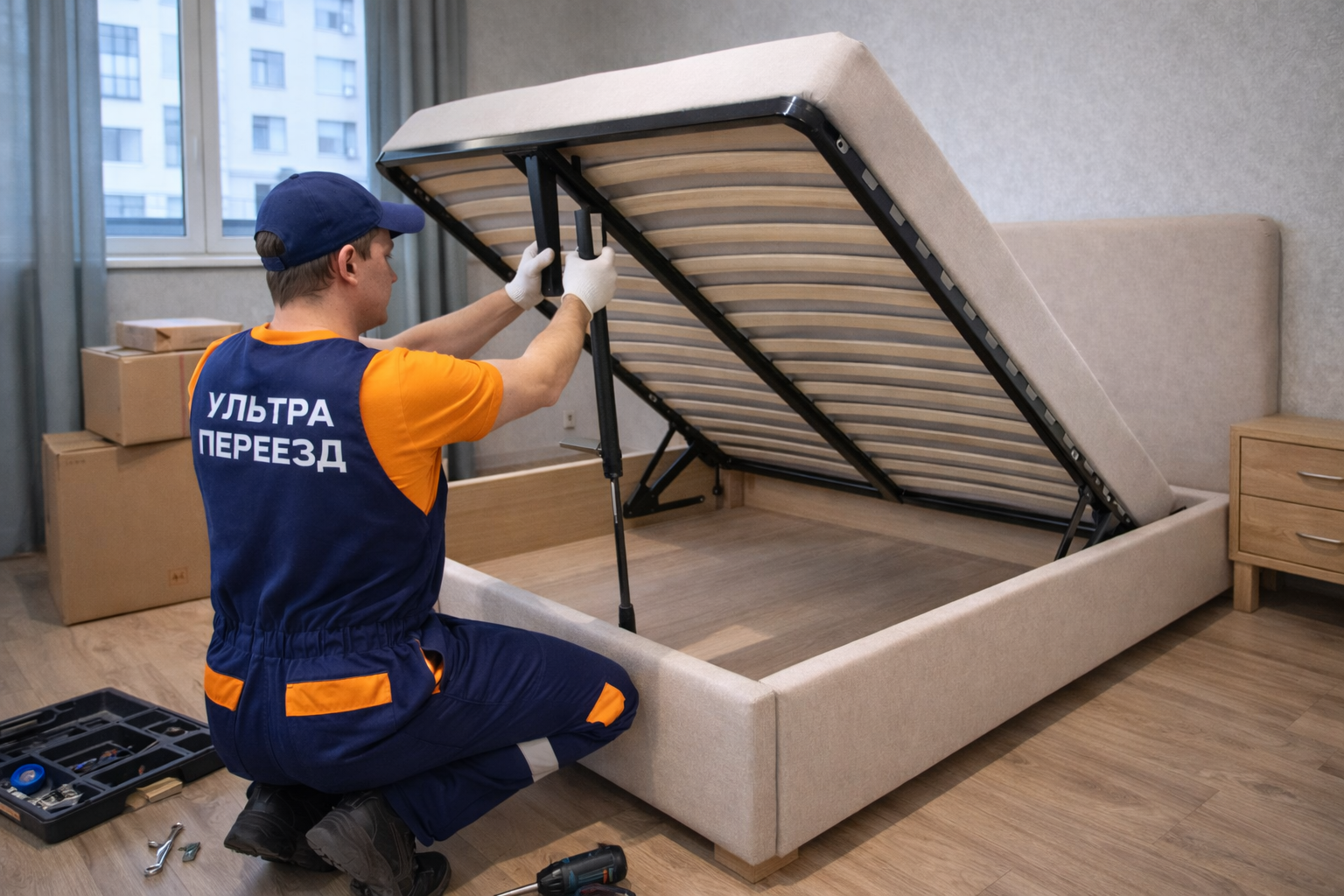 Сборка кровати с подъёмным механизмом